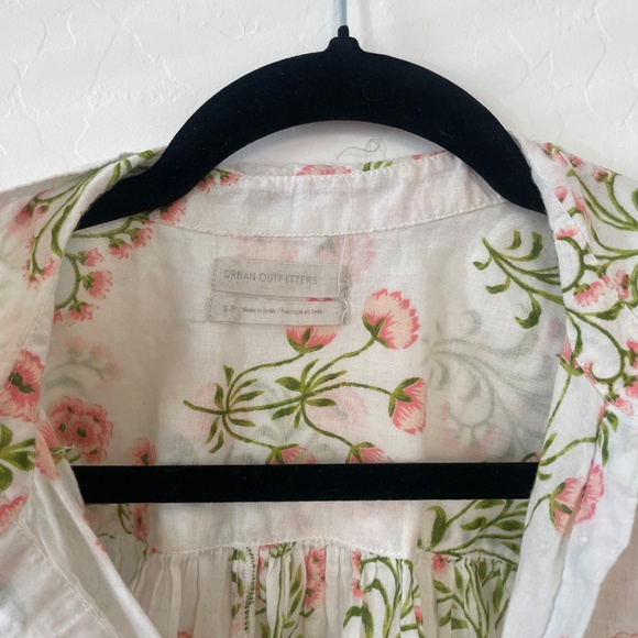 Arianna Floral Flower Oversized Collared Hipster Boho Vaca Beach Hip Blouse - Picture 10 of 10